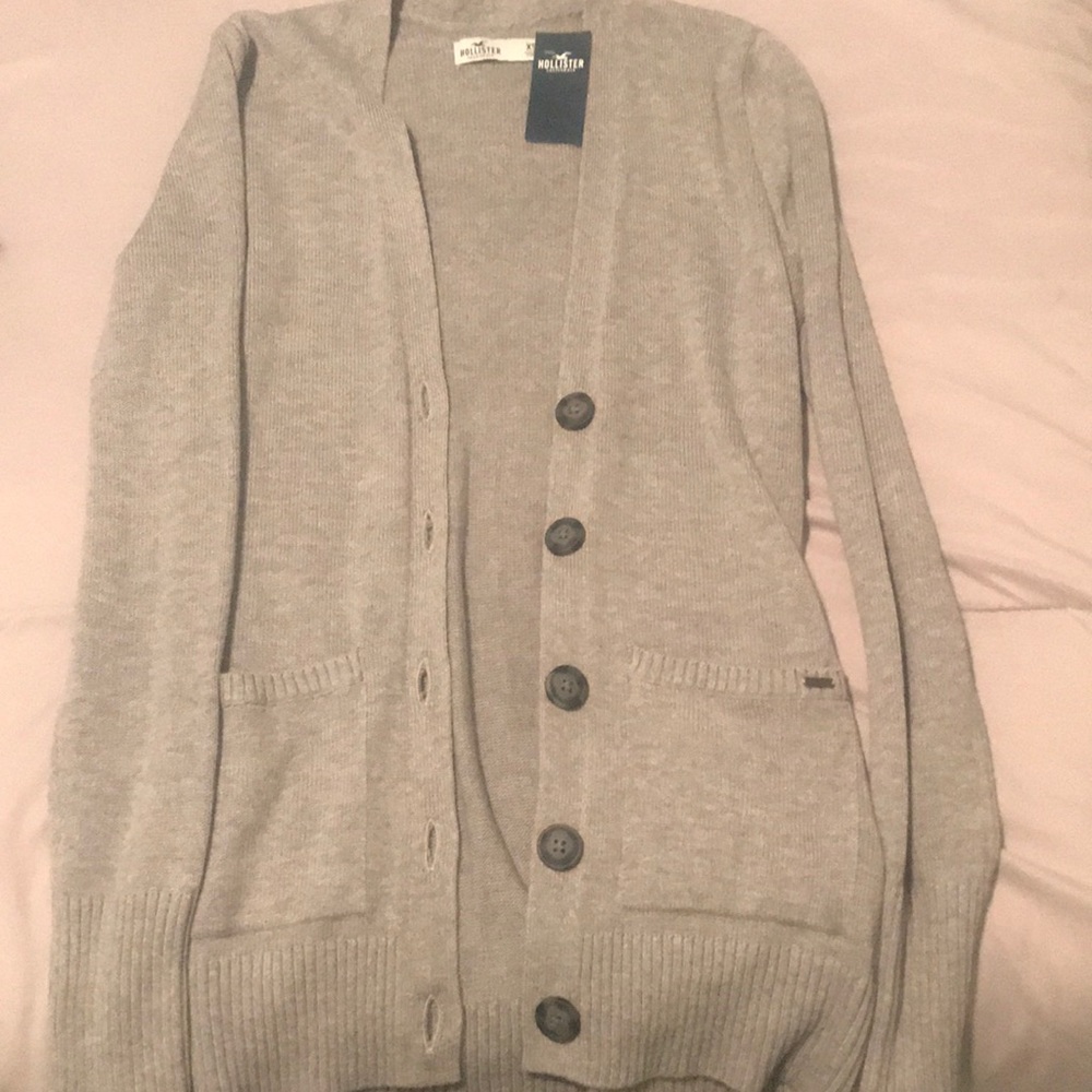 Grey cardigan hollister new